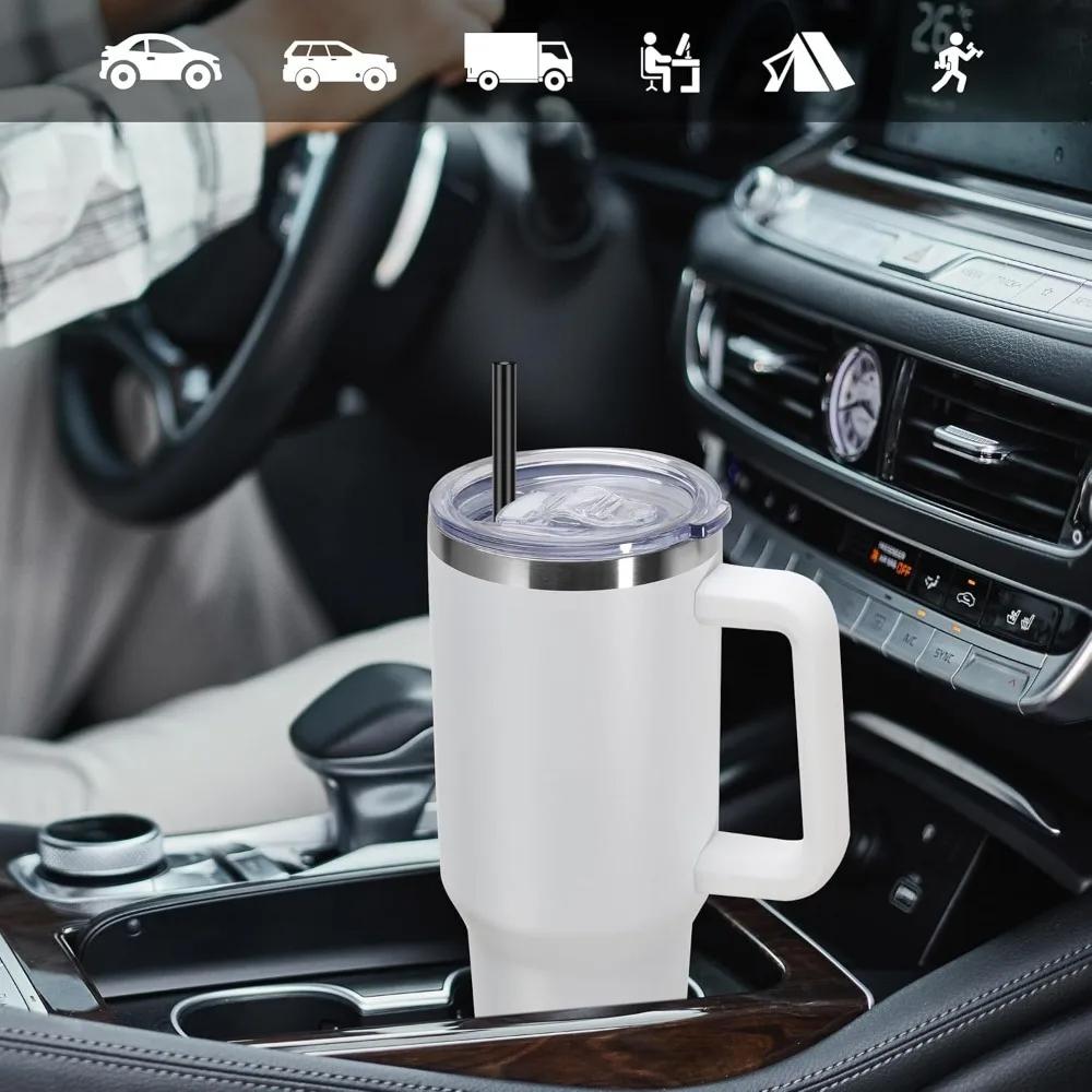 Wasserflasche mit Griff und Strohhalm 40 oz Wasserflasche Hält Wasser länger kalt Edelstahlflasche Isolierbecher