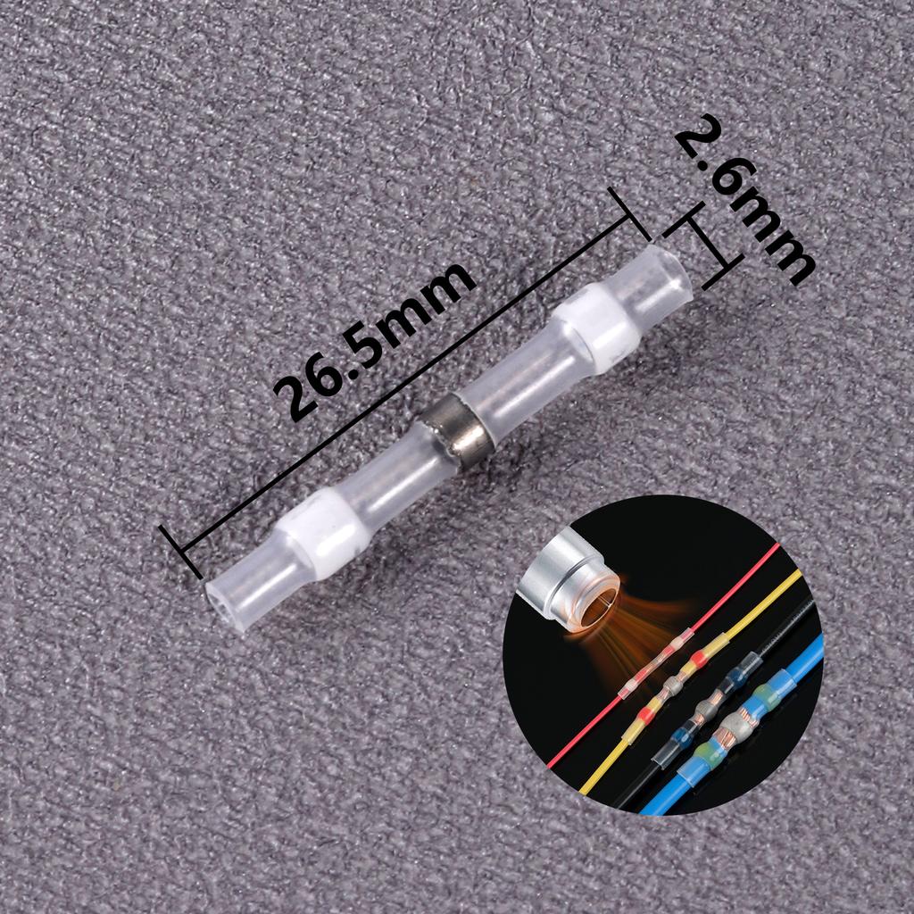 50 Stück Wasserdichte Löt-Dichtungs-Hülsen Spleißklemmen Schrumpfschlauch Elektrischer Drahtverbinder Stoßverbinder Set Sortiment Neu
