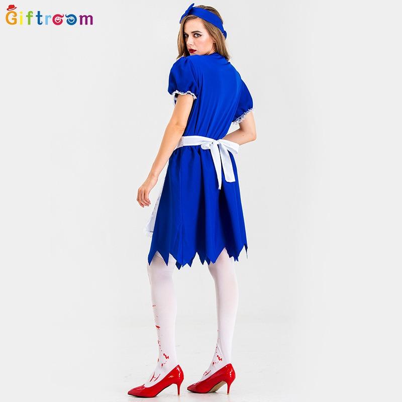 Halloween Adult Dress Horror Bloody Maid Apron Witch Dress Stage Performance Costume