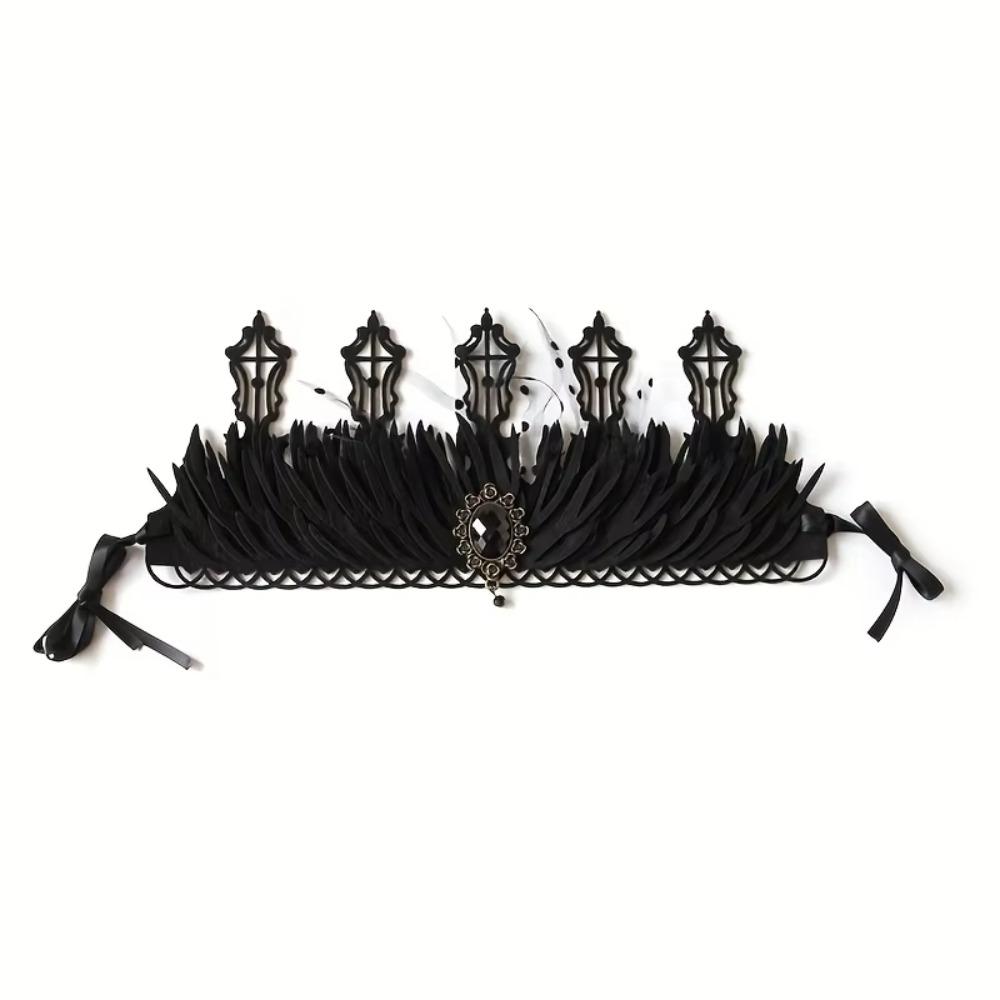 Party Costumes Women Crown Tiara Gothic Style Halloween Headpiece Red Rose Headband  Masquerade