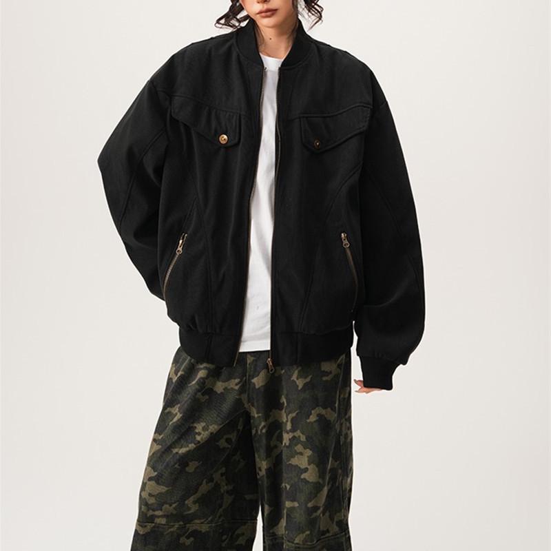 

Унисекс Ретро Харрингтон Рабочая Куртка - Весна/Осень Cleanfit Потертая Бейсбольного Стиля Верхняя Одежда 2XL чёрный