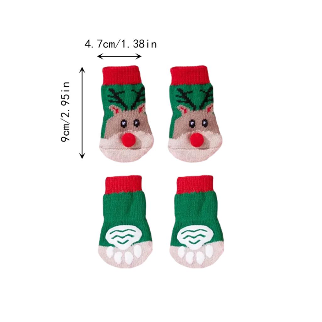 Pet Dog Socks Dog Limb Socks Cartoon Pattern Christmas Dog Socks Christmas Elk Cartoon Pet Socks Non-Slip Socks