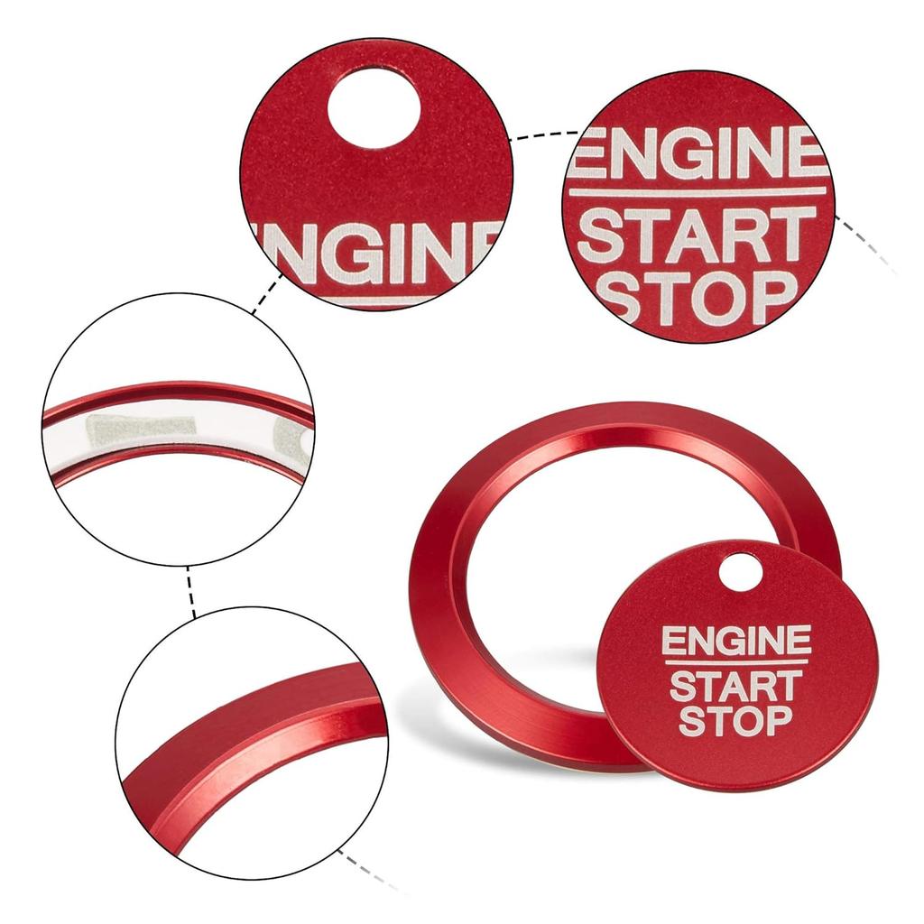 TOMALL Aluminum Engine Start Stop Push Button Cover Trim Compatible with Ford F-150 2016- Car Engine Ignition Start Button Cap Surrounding Trim Ring