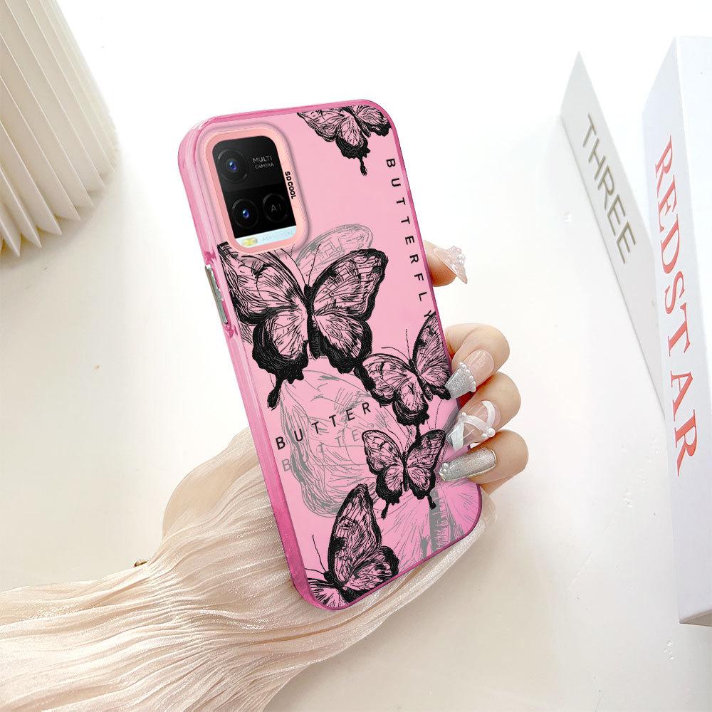 

Окрашенный узор, красочный серебристый, двухсторонний, жесткий, противоударный чехол для телефона Vivo Vivo Y18E темно-розовый