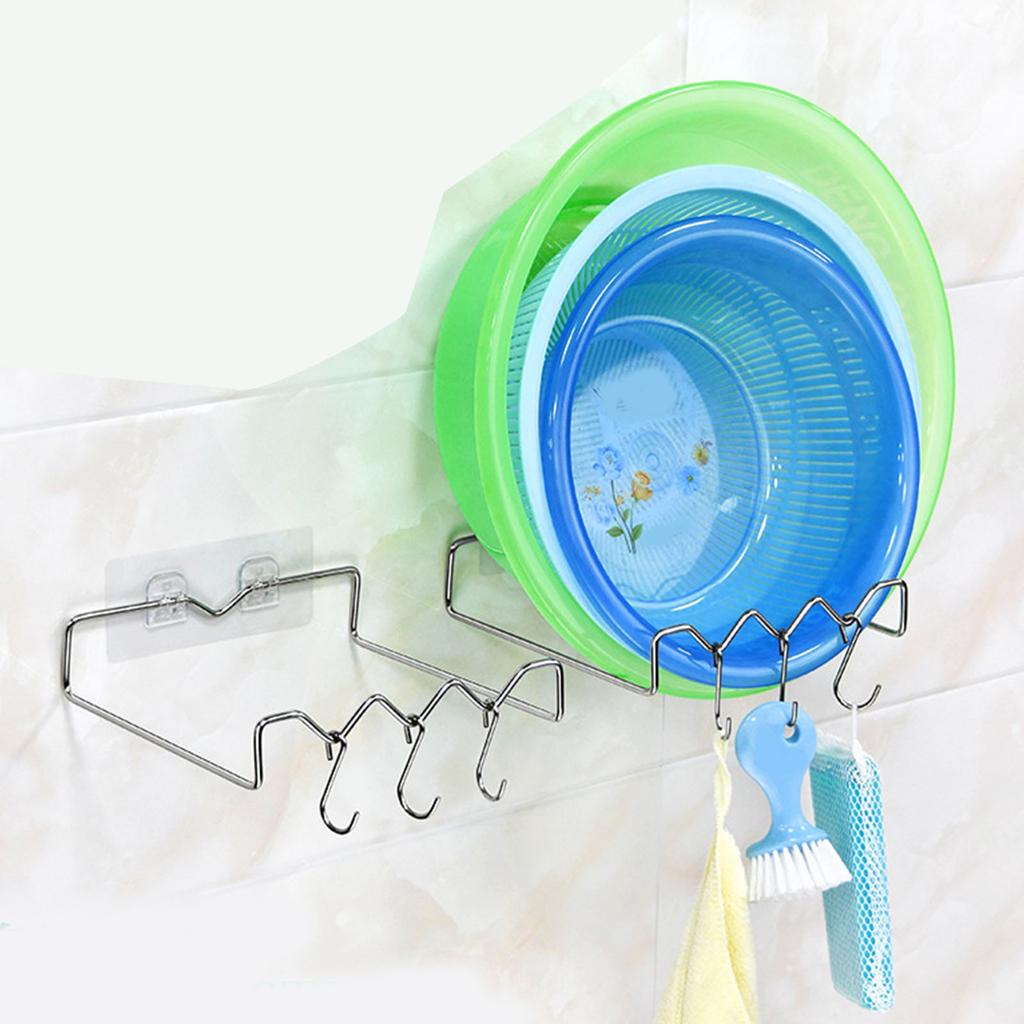 Wall Mounted Washbasin Rack Multipurpose Modern Simple Stainless Steel Space Saving Washbasin Hook