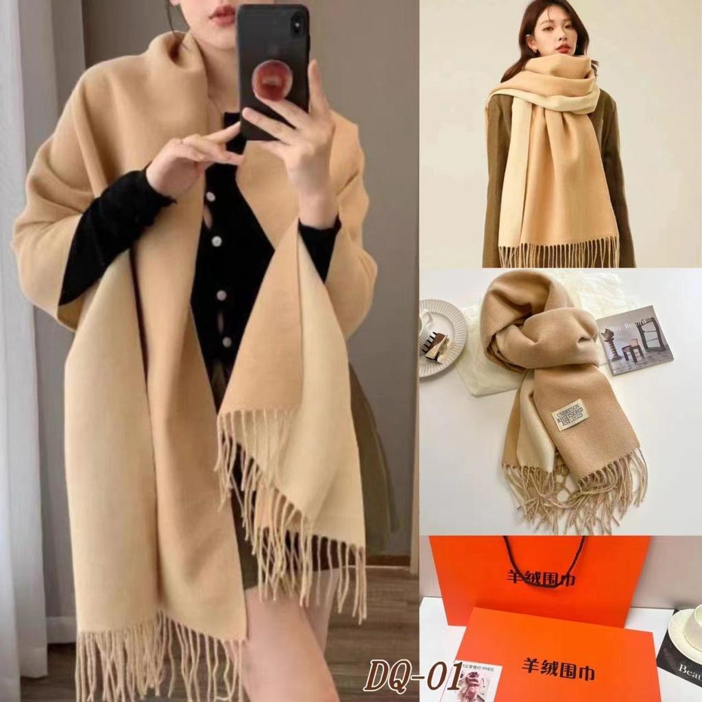 Super soft waxy cashmere scarf for women's winter high-end sense Korean version of versatile camel double-sided solid color for mother's warm scarf