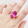 Purple Gold Pink Stone Ring Fashion Rose Gold Plated Luxury Atmospheric Oval Ring