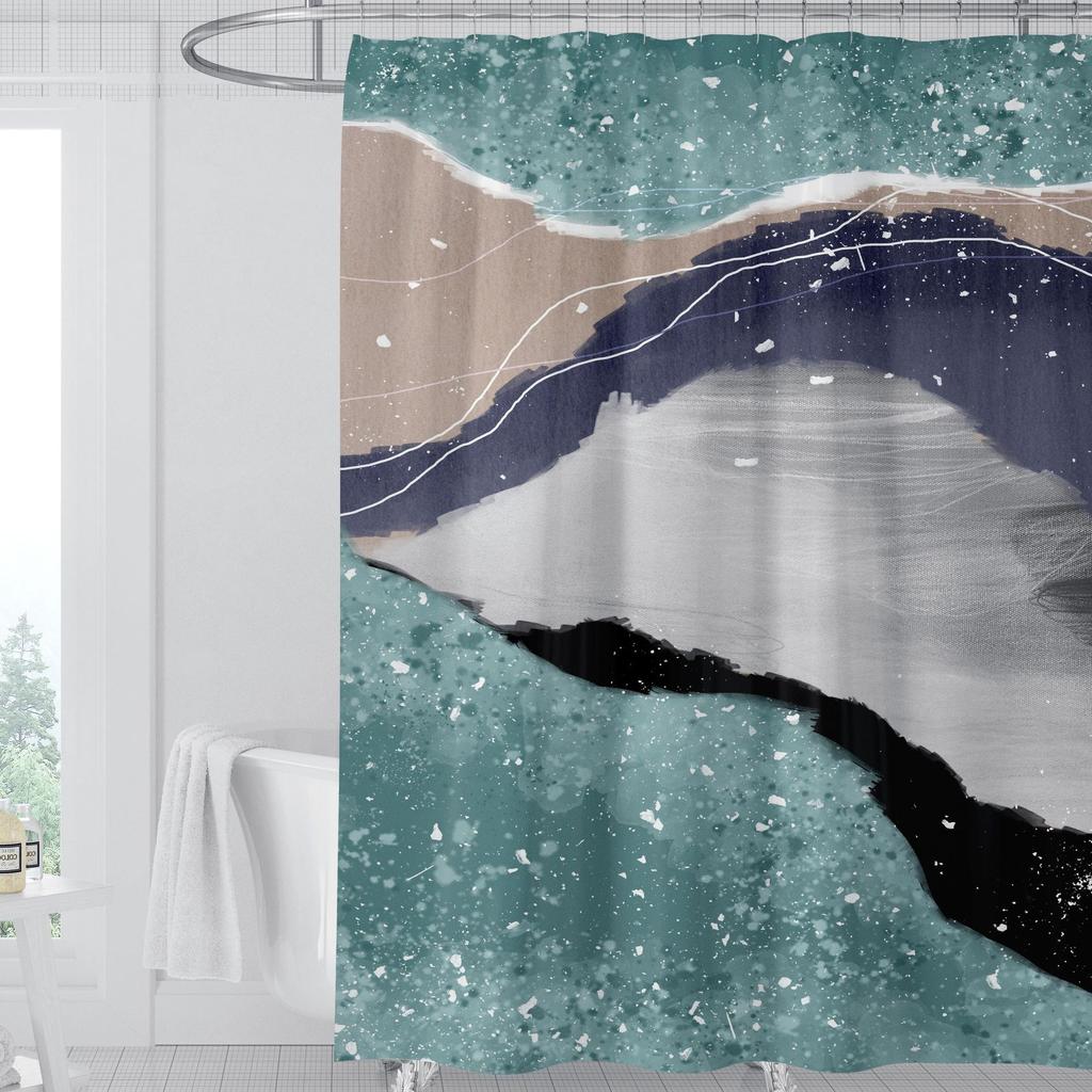 JINRUN Badezimmer verdickter wasserdichter Vorhang, schimmelfester Duschvorhang, Duschtrennwand-Vorhang, Duschvorhang, Badezimmer-Vorhang, kostenlose Perforation