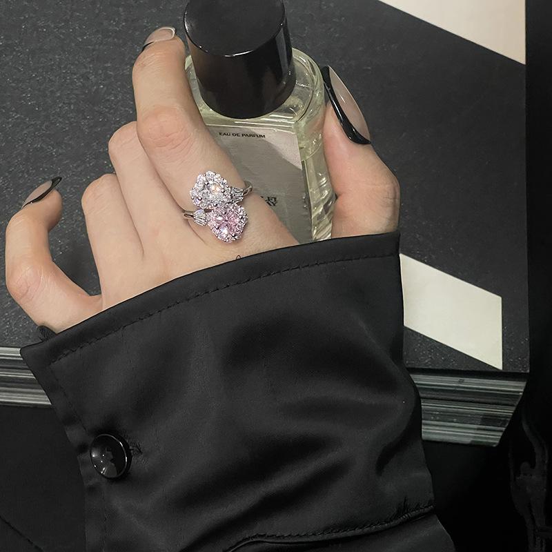 Full Diamond Zir*****Pen Ring French Light Luxury High Sense Cold Wind Niche Design Ring Woman