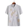 Maglietta Kung Fu Cinese Maglietta Ricamo Drago Cinese Vintage Collo Alto Manica Corta Completo Tang Top Abbigliamento Wing Chun Magliette