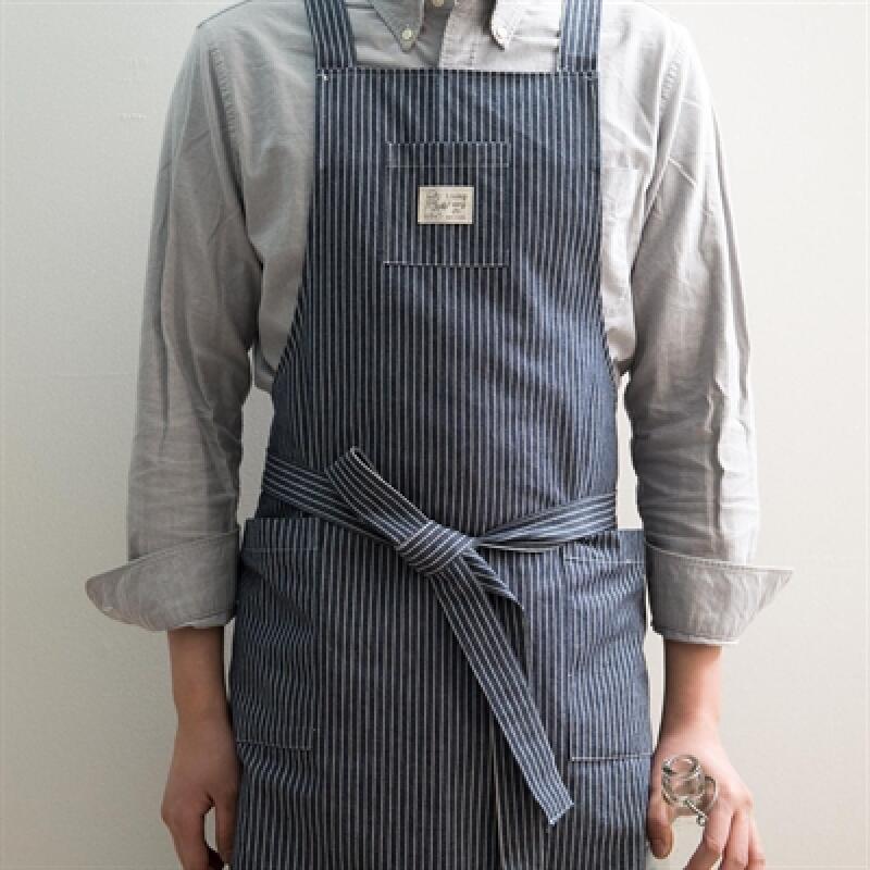 Denim striped apron