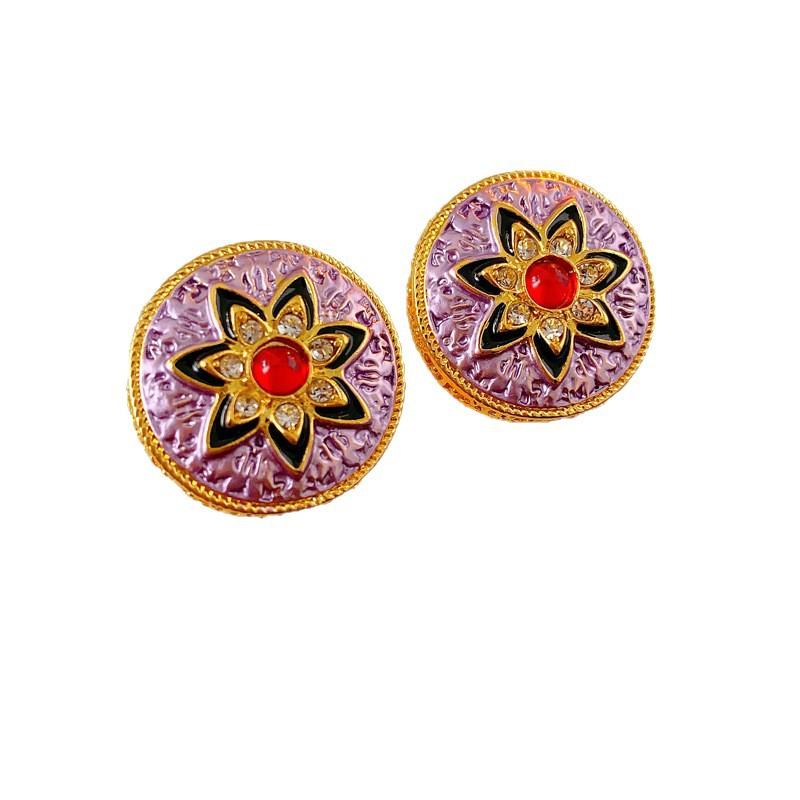 Silver Needle with Diamonds Flower Stripes Pearl Stud Earrings Medieval Vintage Retro Earrings Light Luxury Niche Earrings