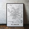 Plakat plan miasta mapa Gliwice w ramce