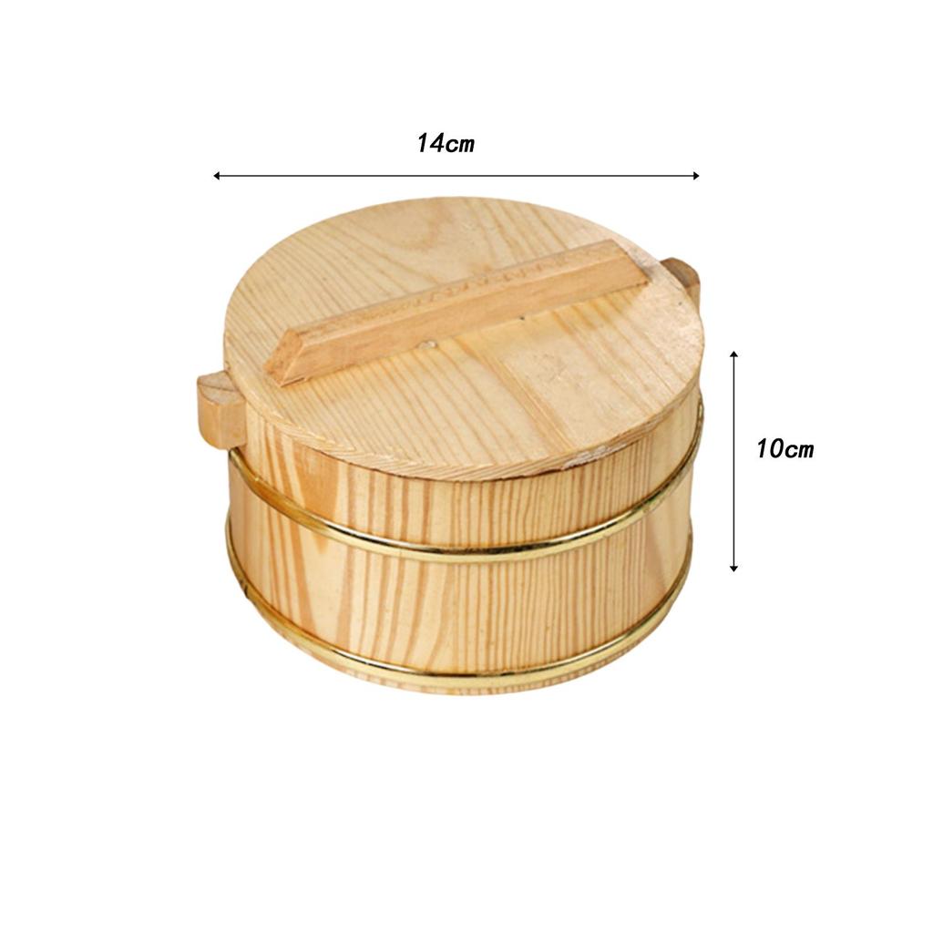 Wooden Steaming Rice Bucket Reusable with Cover for Home Restaurant Kitchen