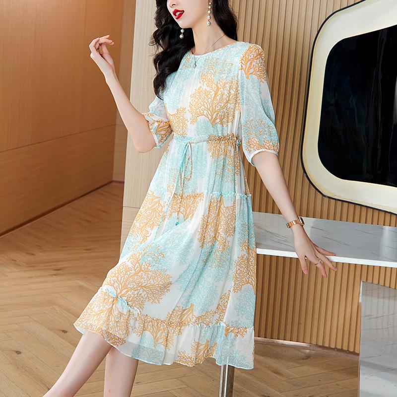 

Elegant Plus Size Mulberry Silk Dress – Age-Reducing, Mid-Length Fairy Style for Spring/Summer XL