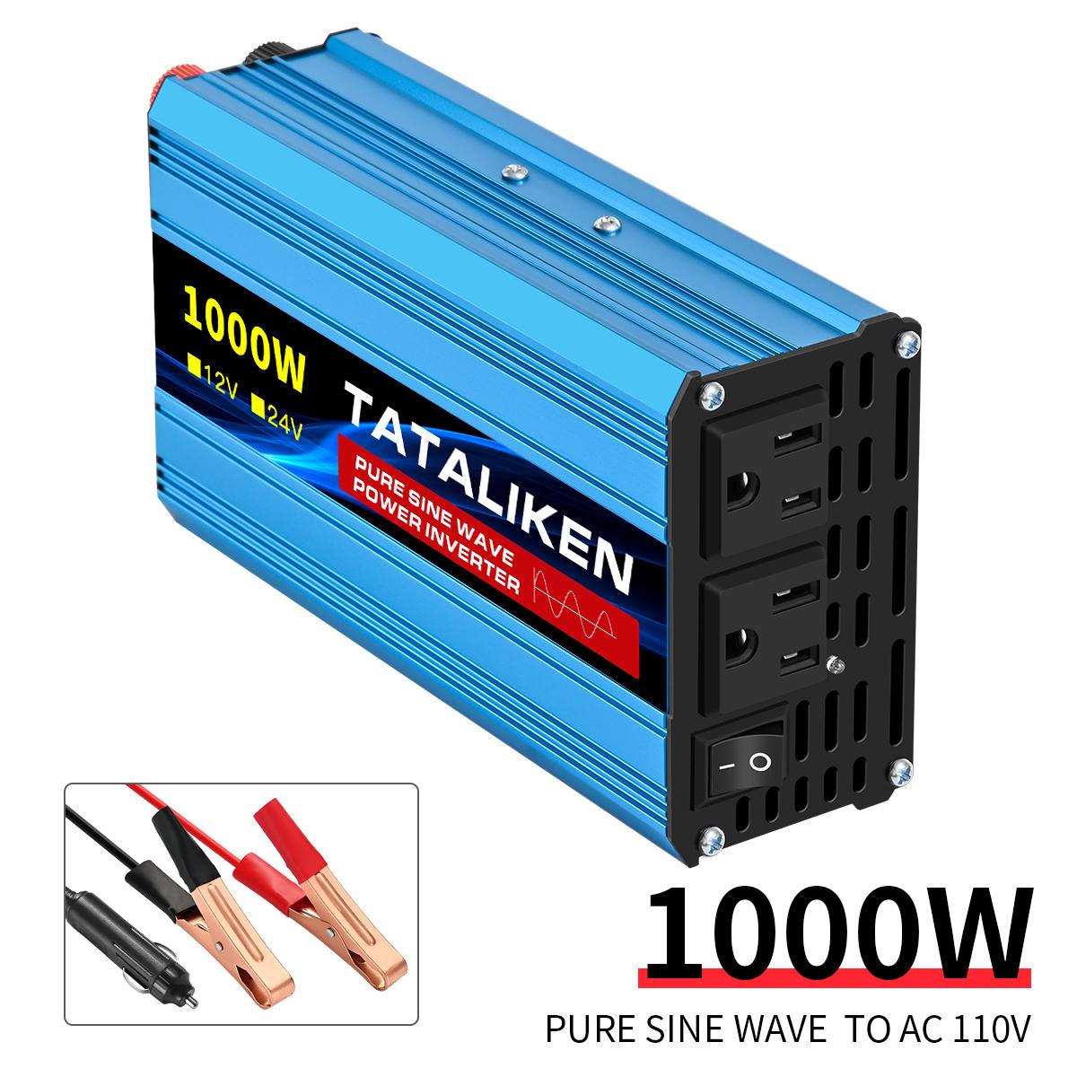 

US Socket 24V To AC 110V 60HZ Pure Sine Wave Inverter Car Power 1000W/4000W/7000W/8000W Voltage Portable Converter with LED 1000W 24V