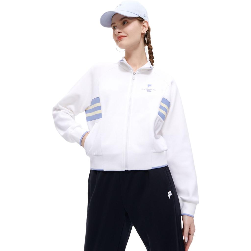 Fila Fusion 2023 French Style Autumn New Short Stand Collar Fashion Casual Jacket Women Tops Standard-White T11W333501F-WT