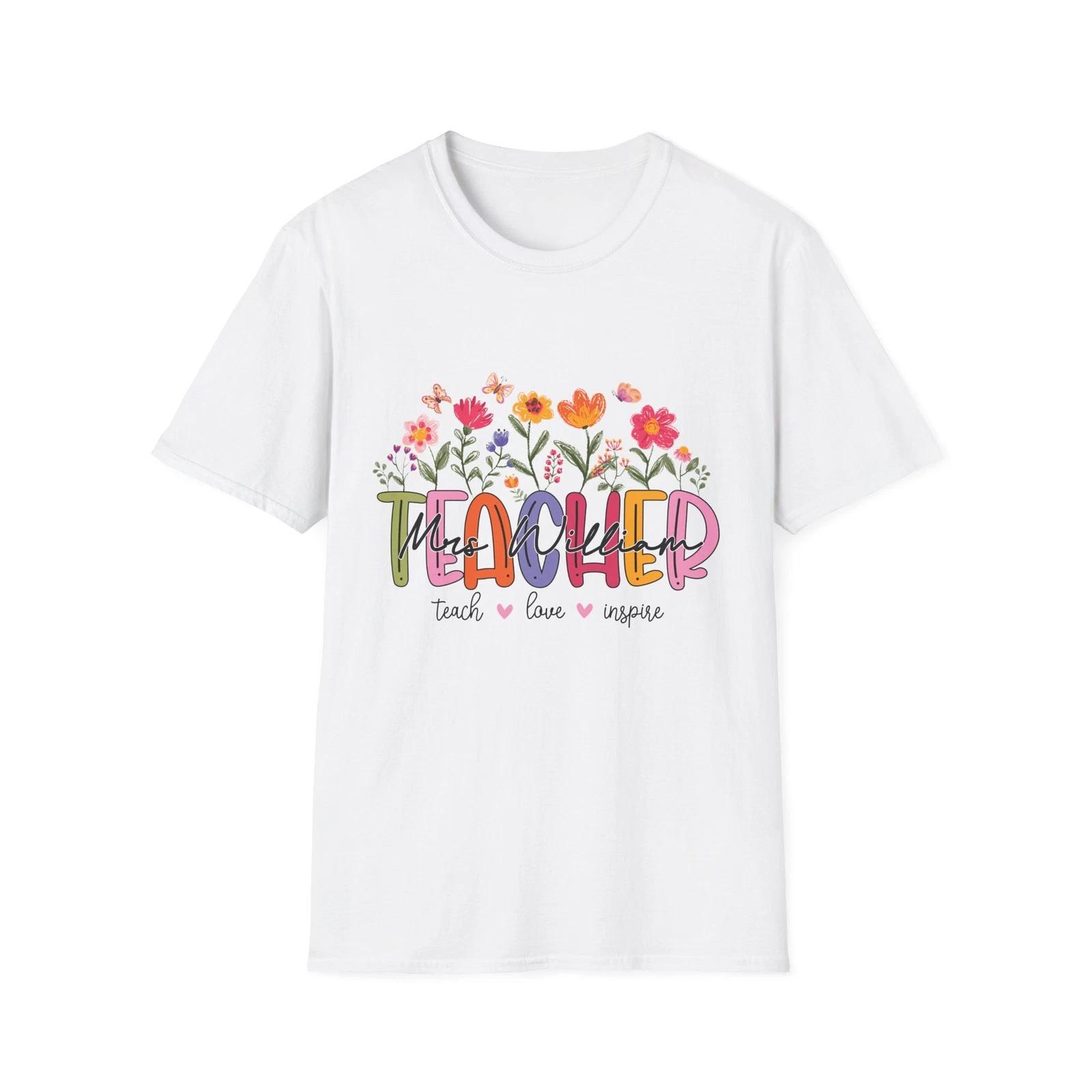 Teacher Appreciation Unisex Softstyle T shirt, Gifts, Floral Teacher Tee, S