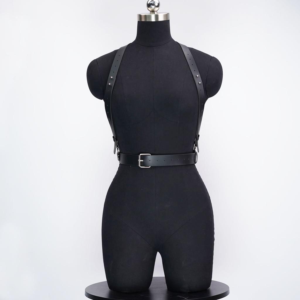 Stylish Women's PU Leather Body Harness Belt Adjustable Punk Gothic Waistband for Fashion Outfits