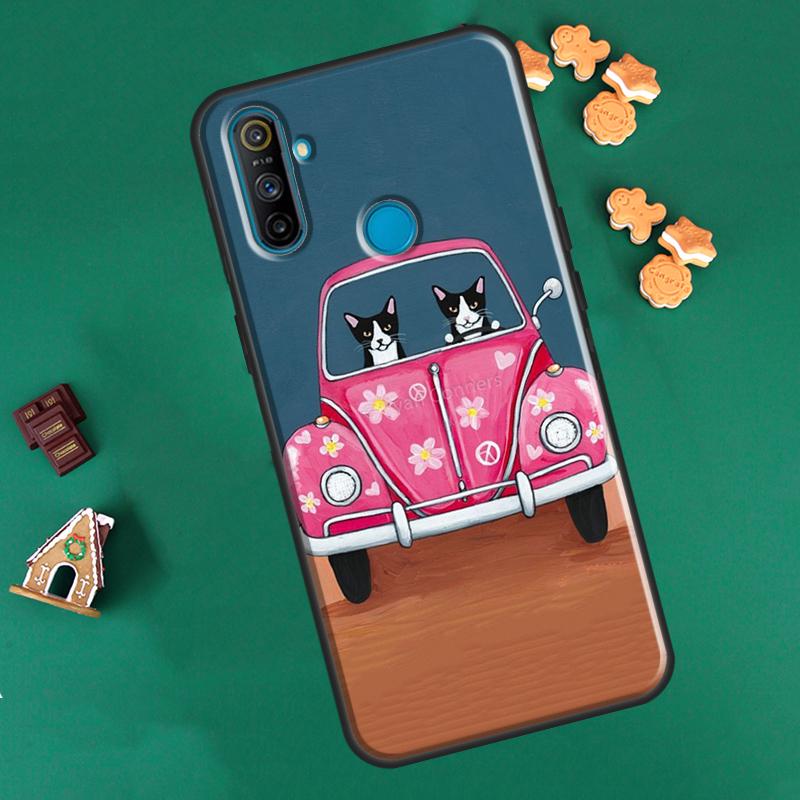 Hippy Peace Bus Cat For OnePlus 9R 8T Nord2 9 10 Pro Case For OPPO Realme 9i 8i 8 Pro GT Neo 2 GT Master Cover