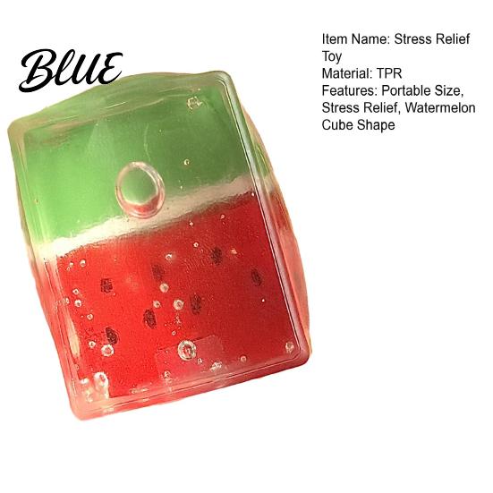 Kids Stress Relief Toy Watermelon Cube Summer Squeeze Soft TPR Stretchy Transparent Sensory Relaxation Party Favors Portable