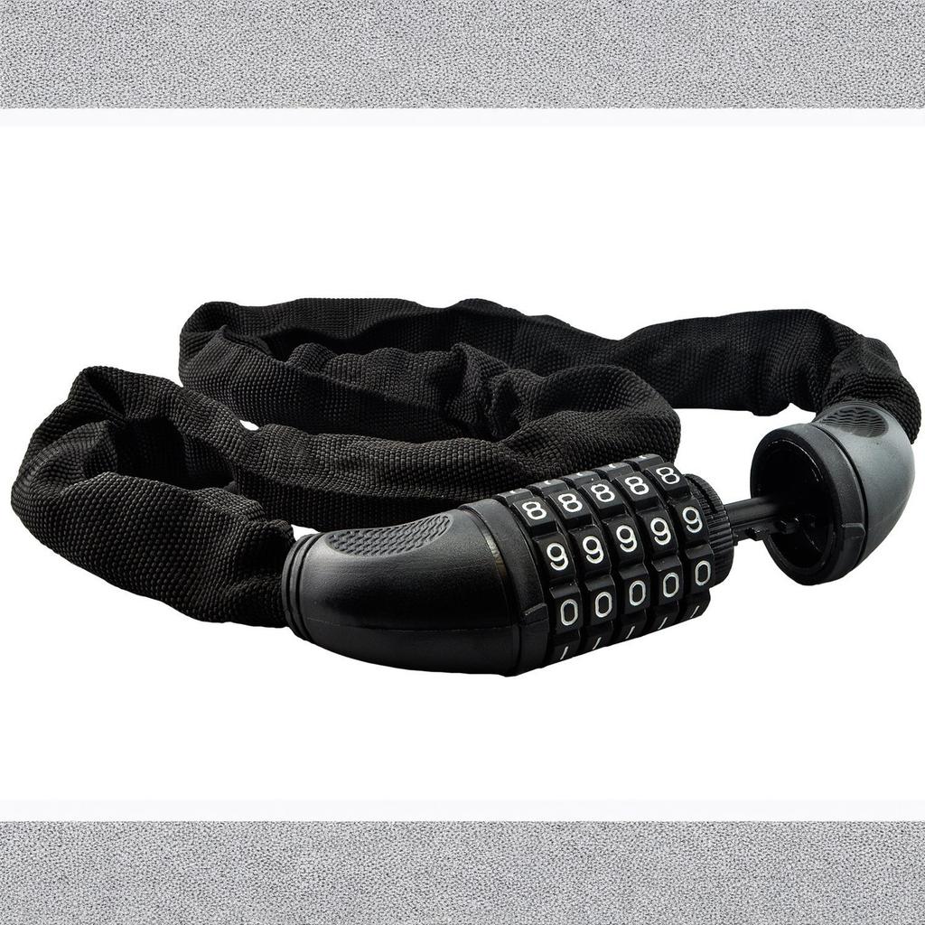 cable lock,  lock heavy duty anti-theft, thickened chain and 5 digit combination, keyless, high strength alloy, b