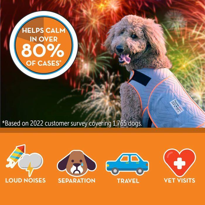 Veste anti-anxiété pour chien - THUNDERSHIRT - Platine S - Tissu respirant - Pression brevetée - Lavable