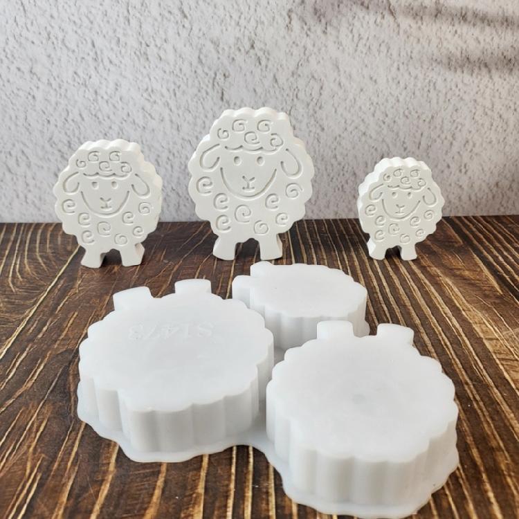 Animal Sheep Statue Silicone Molds for Candle Soap Chocolate Candy Cake Fondant Decoration Cement Gypsum Silicone Molds
