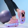 Children's 2-in-1 Removable Roller Skating Shoes for Skating and Parkour Racing Roller Skate Shoes Women's Sneaker with 2 Wheels