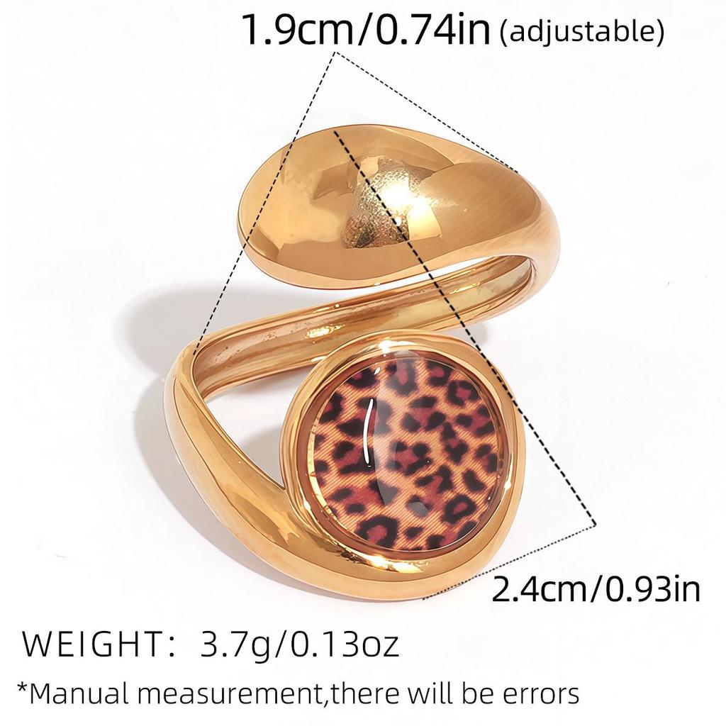 European & American Autumn/Winter Yellow Leopard Print Metal Ring Jewelry with Irregular Hollow Fashion Design