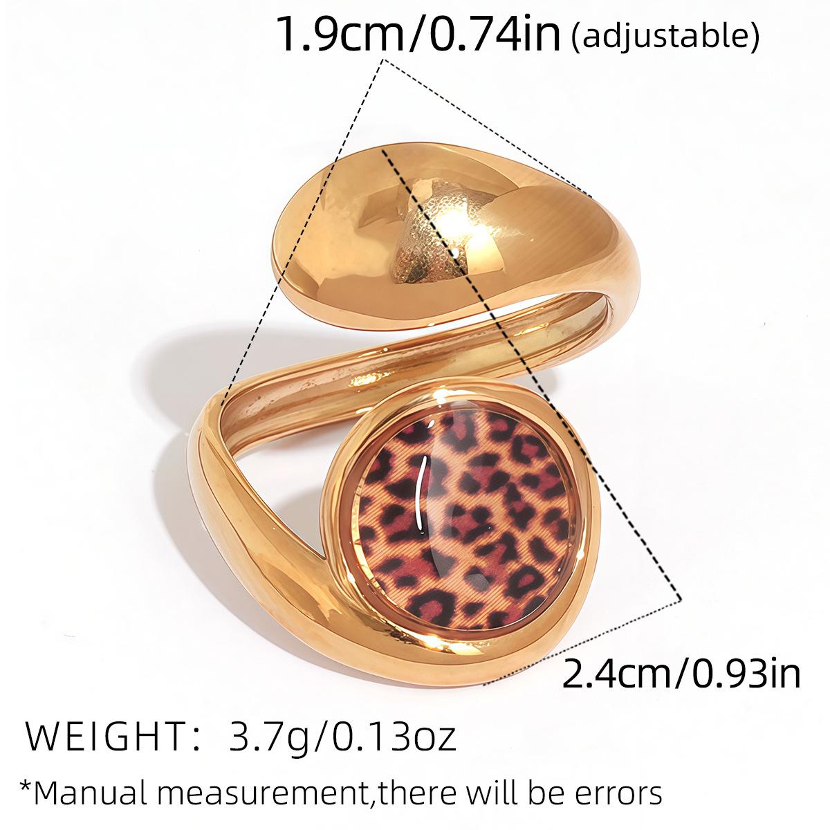 

European & American Autumn/Winter Yellow Leopard Print Metal Ring Jewelry with Irregular Hollow Fashion Design