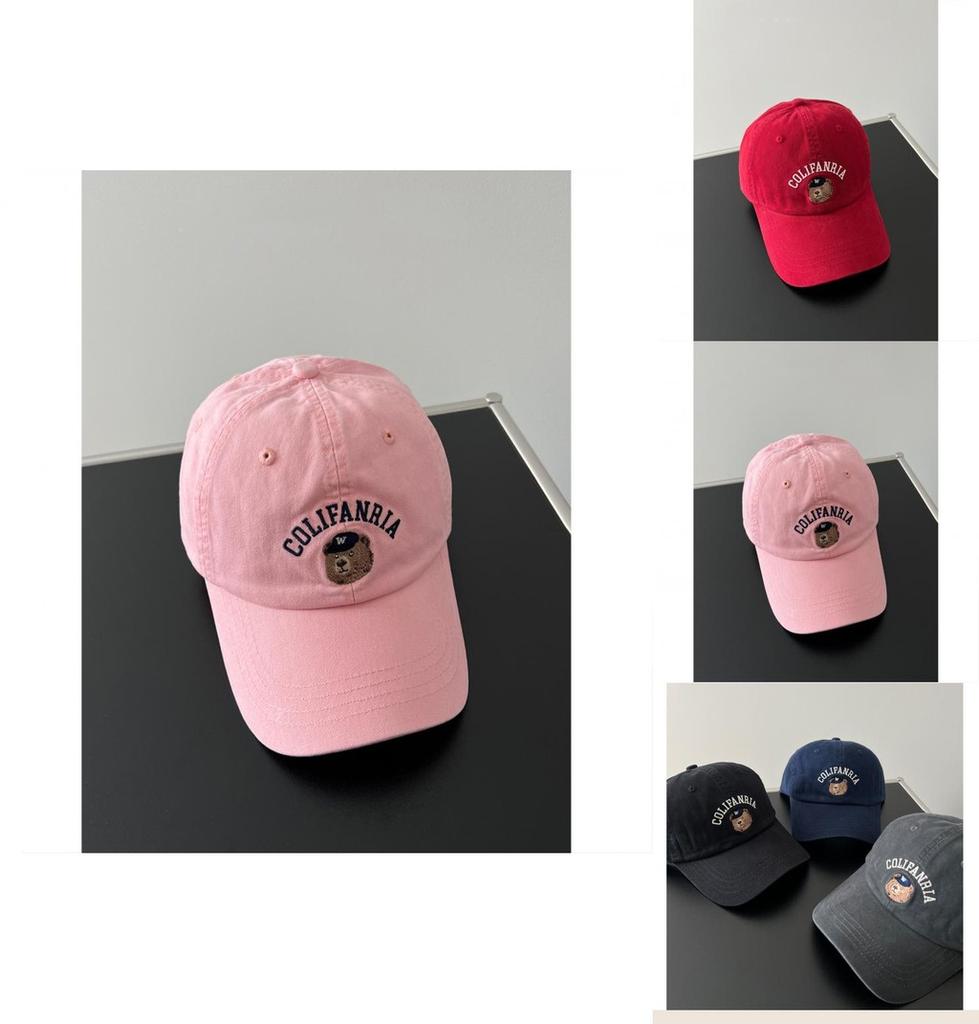 Colifanria Bear Embroidered Baseball Cap With Wide Brim For Casual Summer Wear