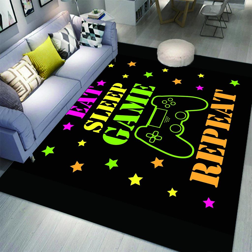 Gaming Area Rug for Kids Boy Bedroom Playroom Living Room Decor Controller Gamepad Carpet Gamer Floor Mat Soft Cool Game Doormat