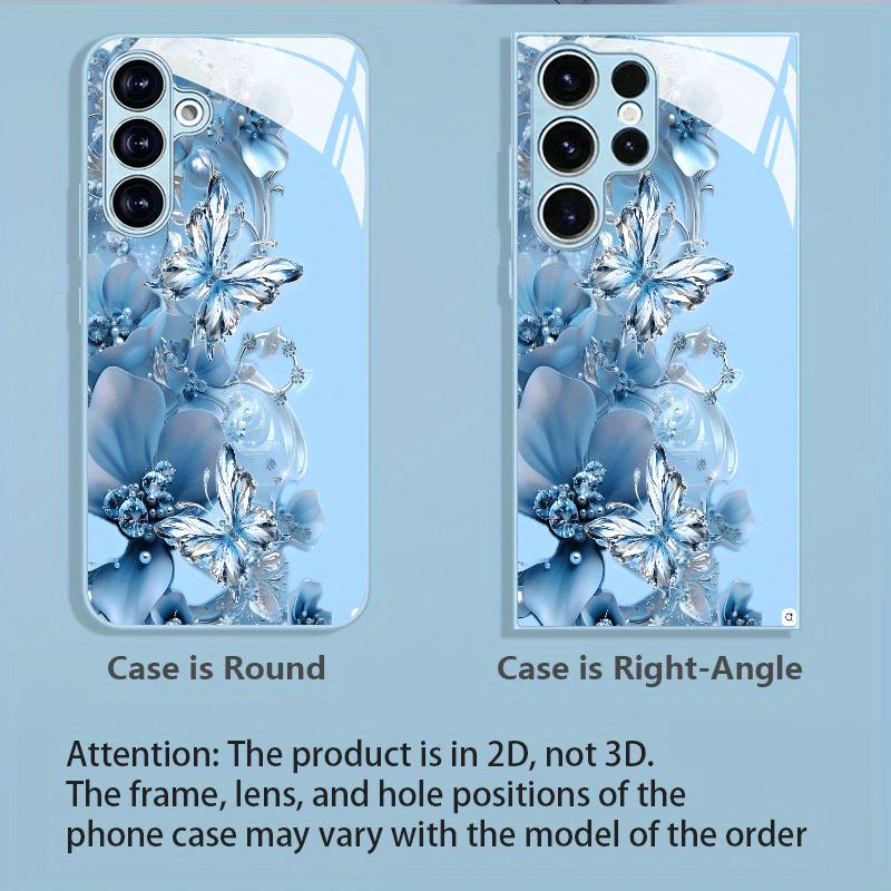 Blue Butterfly Hot-selling Exquisite Beautiful PhoneCase Glass PhoneCase for Samsung Galaxy S26 S25 S24 S23 S22 FE Ultra Plus