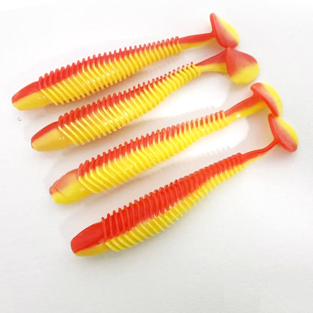 Zweifarbige T-Schwanz Weichwurmköder, 8,5 cm & 11 cm, für Süß- & Salzwasserfischerei