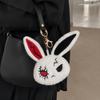 Dark Style Plush Rabbit Keyring Animal Wounded Rabbit Keychain Fluffy Backpack Pendant  Daily Use