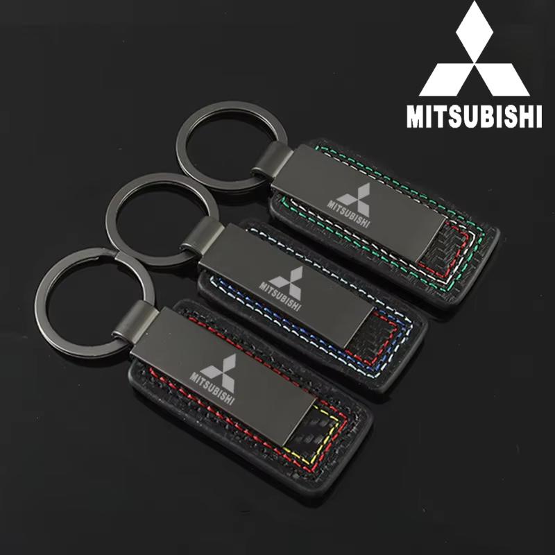 Koolstofvezel Autosleutelhangers Sleutelring Sleutelringen Gesp Voor Mitsubishi Ralliart ASX Galant Mirage L200 EVO Cordia Pajero Outlander