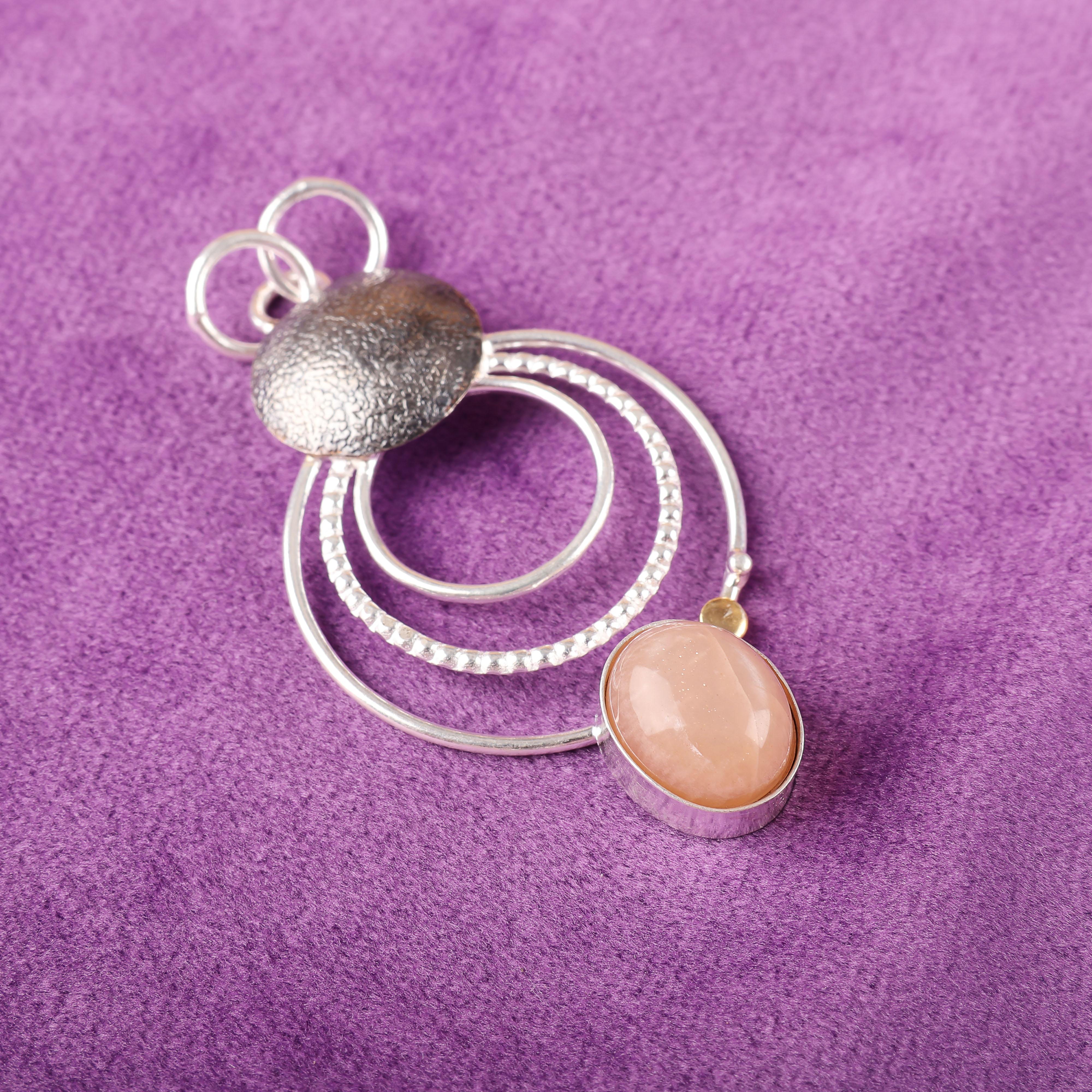 

Ювелирные изделия из персикового лунного камня, кулон из цельного серебра 925 пробы, великолепная подвеска из серебра ручной работы, для свадебного подарка 2.32 inches персиковый