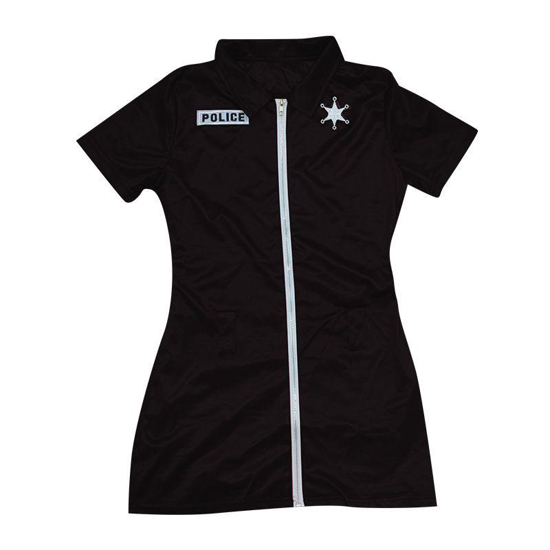 

Sexy Women Halloween Cospaly Police Uniforms Large Size Zipper Clothe Stretchy L