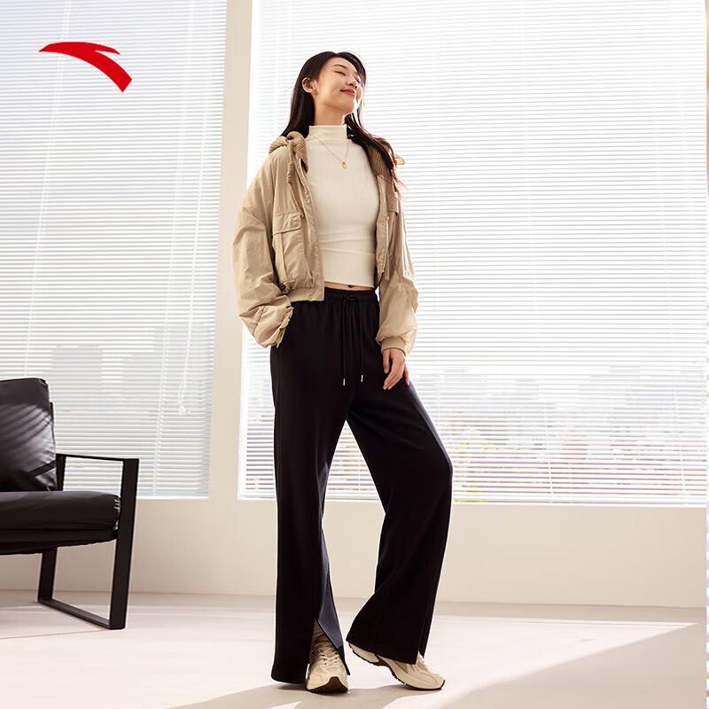 Anta Women s Plush-Lined Straight-Leg Slit Hem Casual Sports Pants 160/S