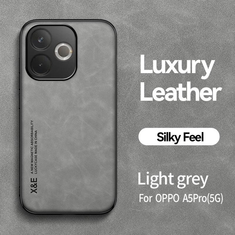 KEYSION Luxury Retro PU Leather Case for OPPO A5 Pro 5G Soft Silicone+PC Shockproof Phone Back Cover for OPPO A5 Pro 5G