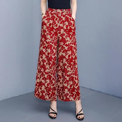 Elegant Summer High Waist Pants for Women Plus Size Casual Elastic Waist Wide Pants Vintage Clothes