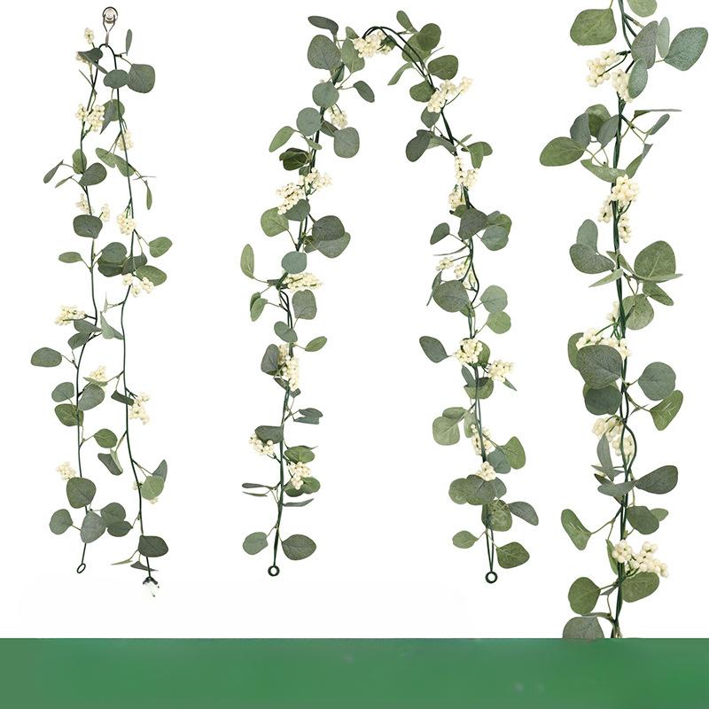 Artificial Red Fruit Rattan False Flower Wall Hanging Simulation Green Plant Christmas Home Decoration Shooting Props