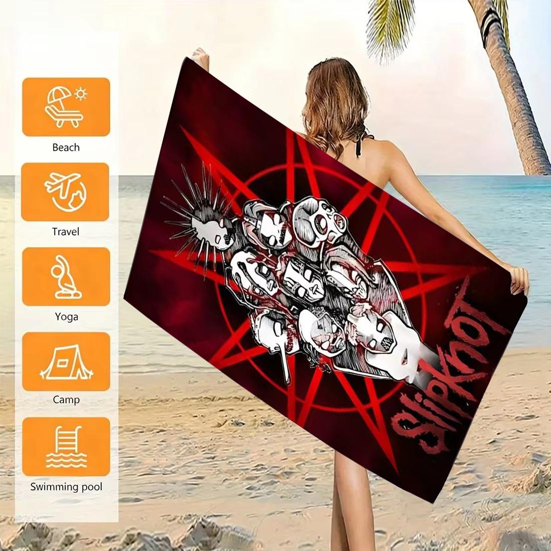 Jmg Household Supplies 1Pc S-Slipknot Band All Members Mask Beach Towel Microfiber Soft Quick Dry Heavy Metal Rock Bath Towel For Fans Swimming Outdoor