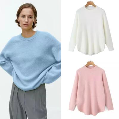 Lockerer Pullover im Slouchy-Stil für Damen, Oberteil fürs Büro, weicher, langärmeliger Herbst, warmer, schicker Damen-Strickpullover