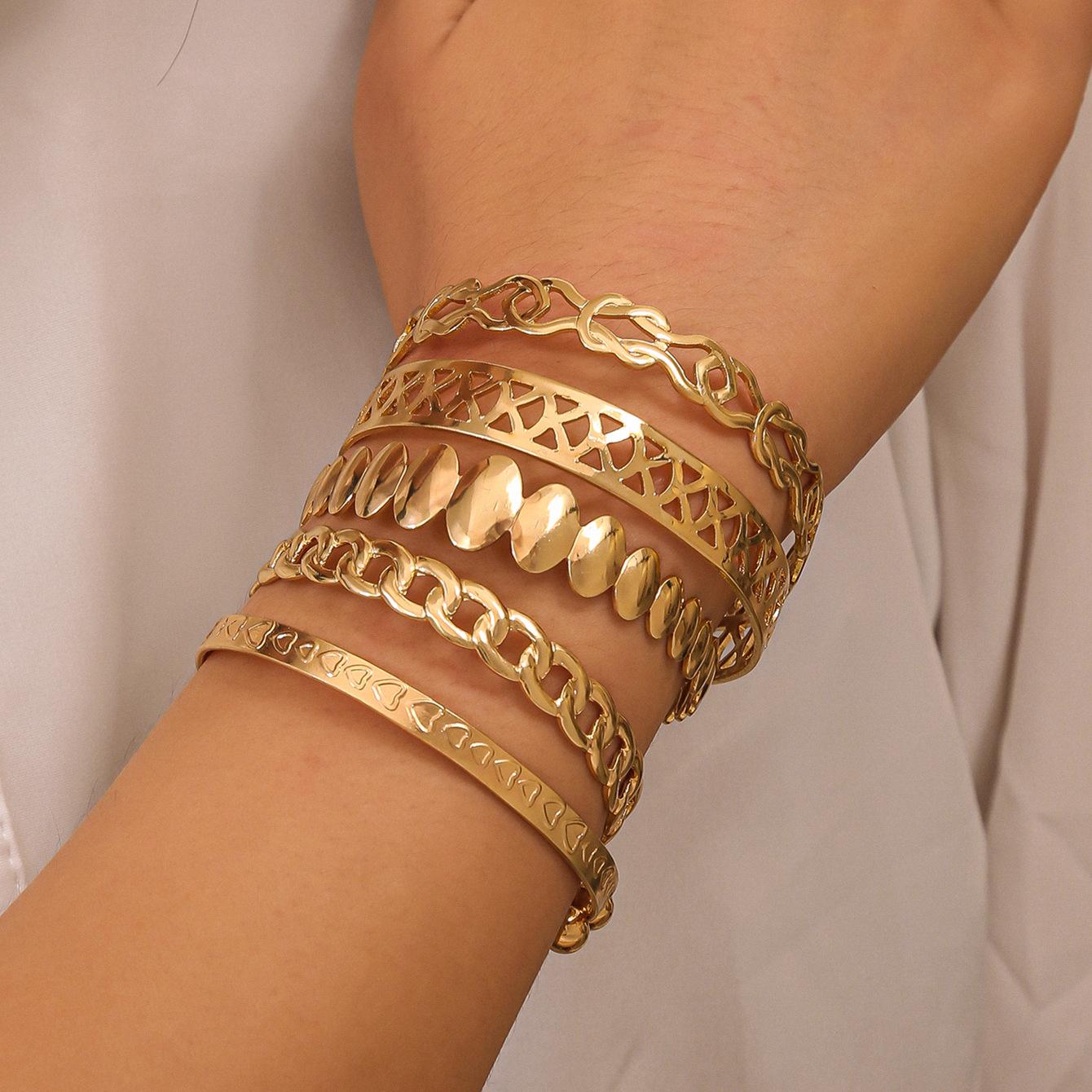 Hot-selling geometric irregular opening adjustable stacking bracelet set bracelet jewelry