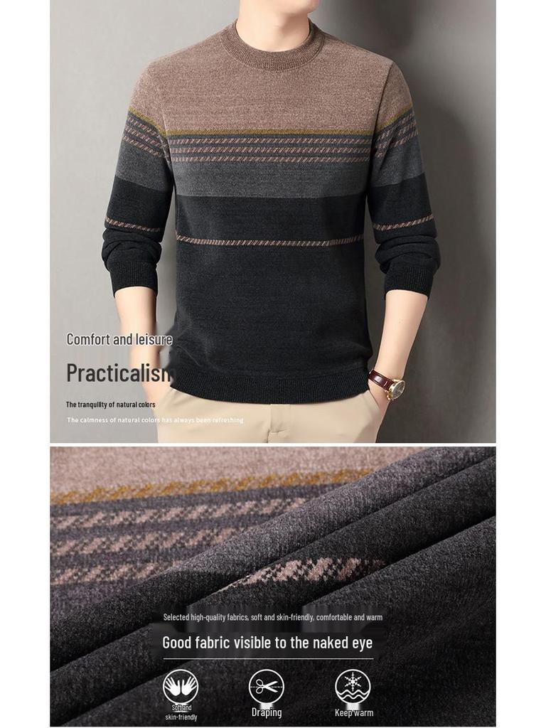 Winter Velvet Chenille Dad-Style Sweater: Warm, Thickened Knitwear for Men