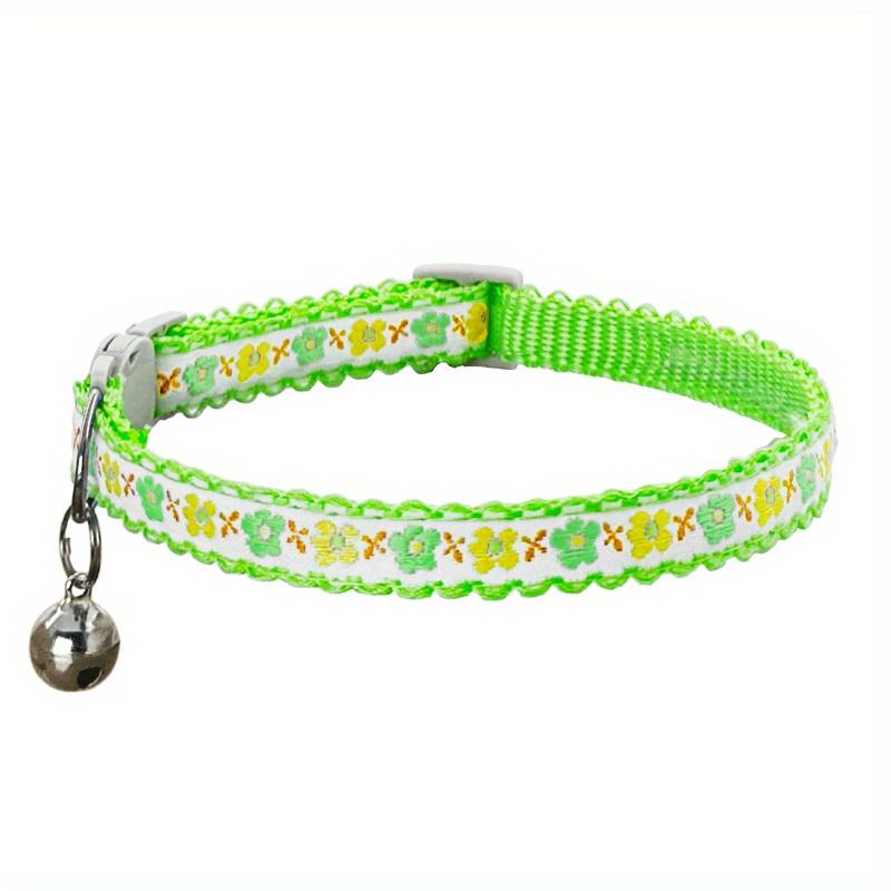 Exquisite floral bestickte Katzenhalsbänder, verstellbare und strapazierfähige Haustierhalsbänder, Katzenzubehör, niedliches Katzenhalsband mit Glöckchen   Perfekt