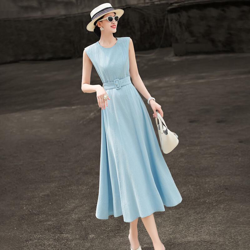 Lansere Women s Summer Linen Blend A-line Dress M