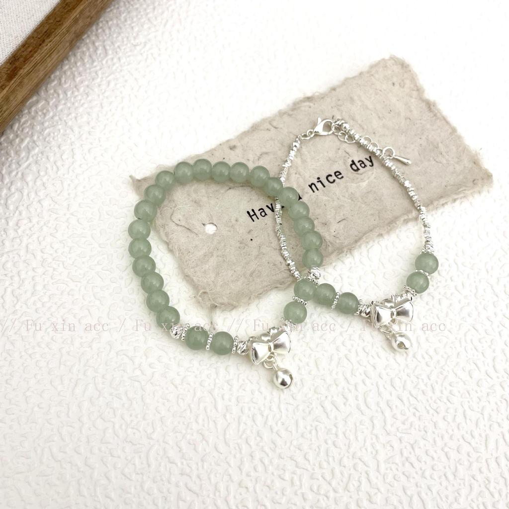 Retro Jade Bow Bell Bracelet: High-End Niche Fashion Jewelry